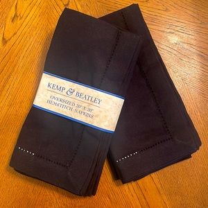 Set of 8 Black Hemstitch Oversized Napkins